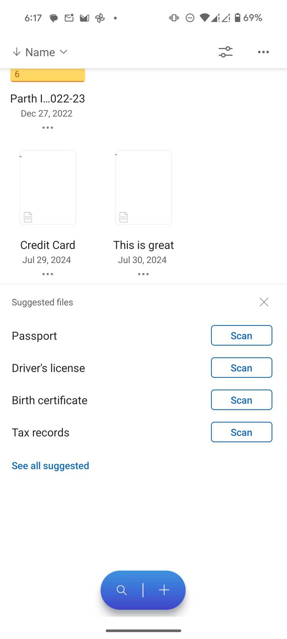 Scansiona documenti nel Vault personale