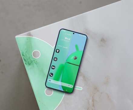 An Android phone with a customized home screen.