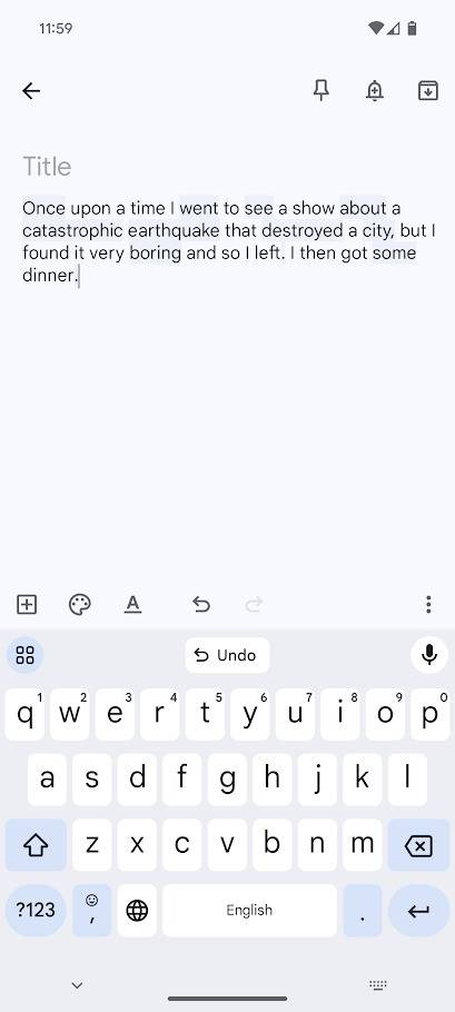 proofread edited text in google keep