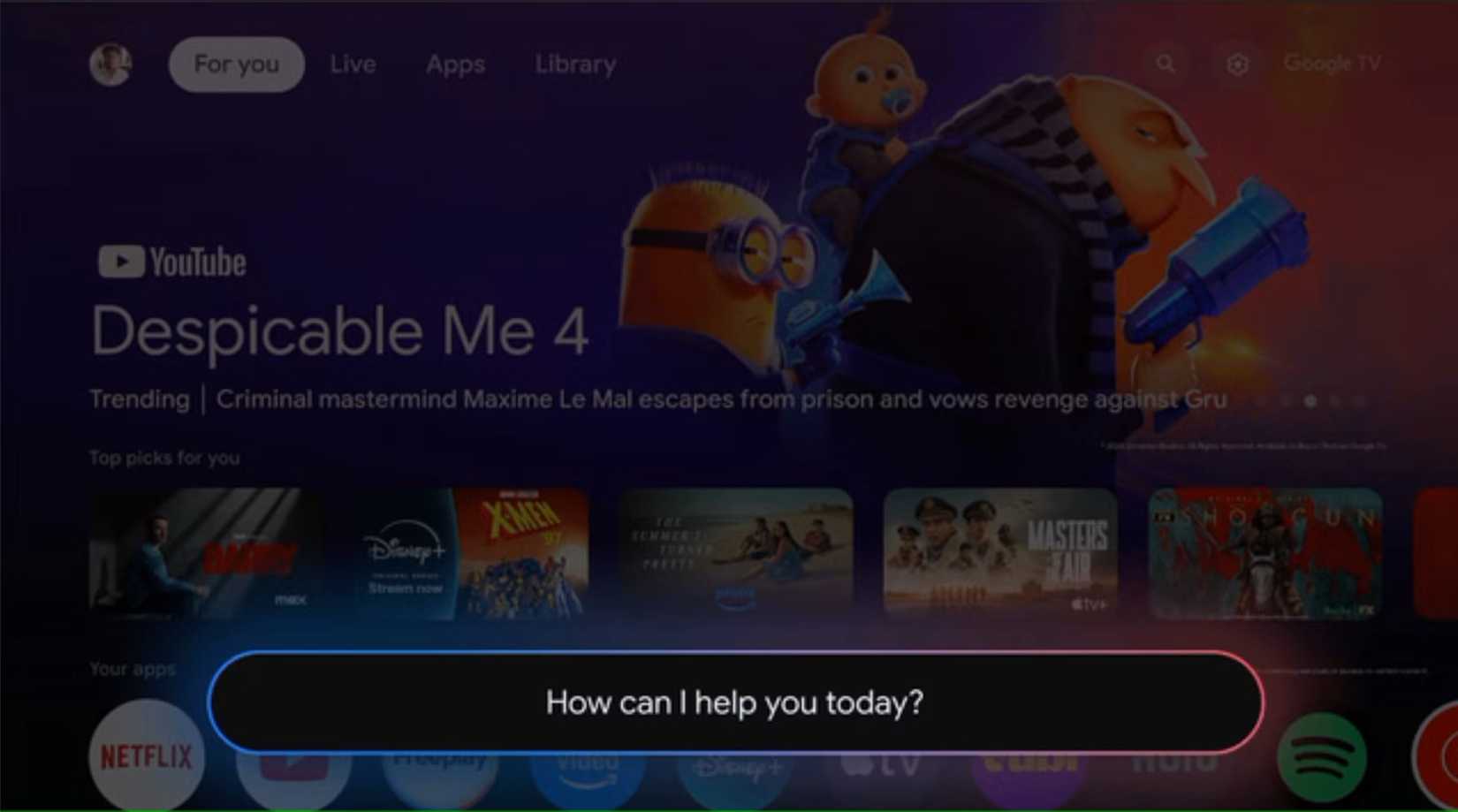 Exibindo o prompt do Gemini no Google TV
