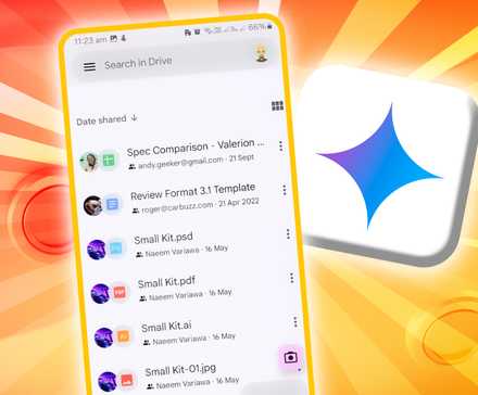 Google Drive with Gemini logo in the background