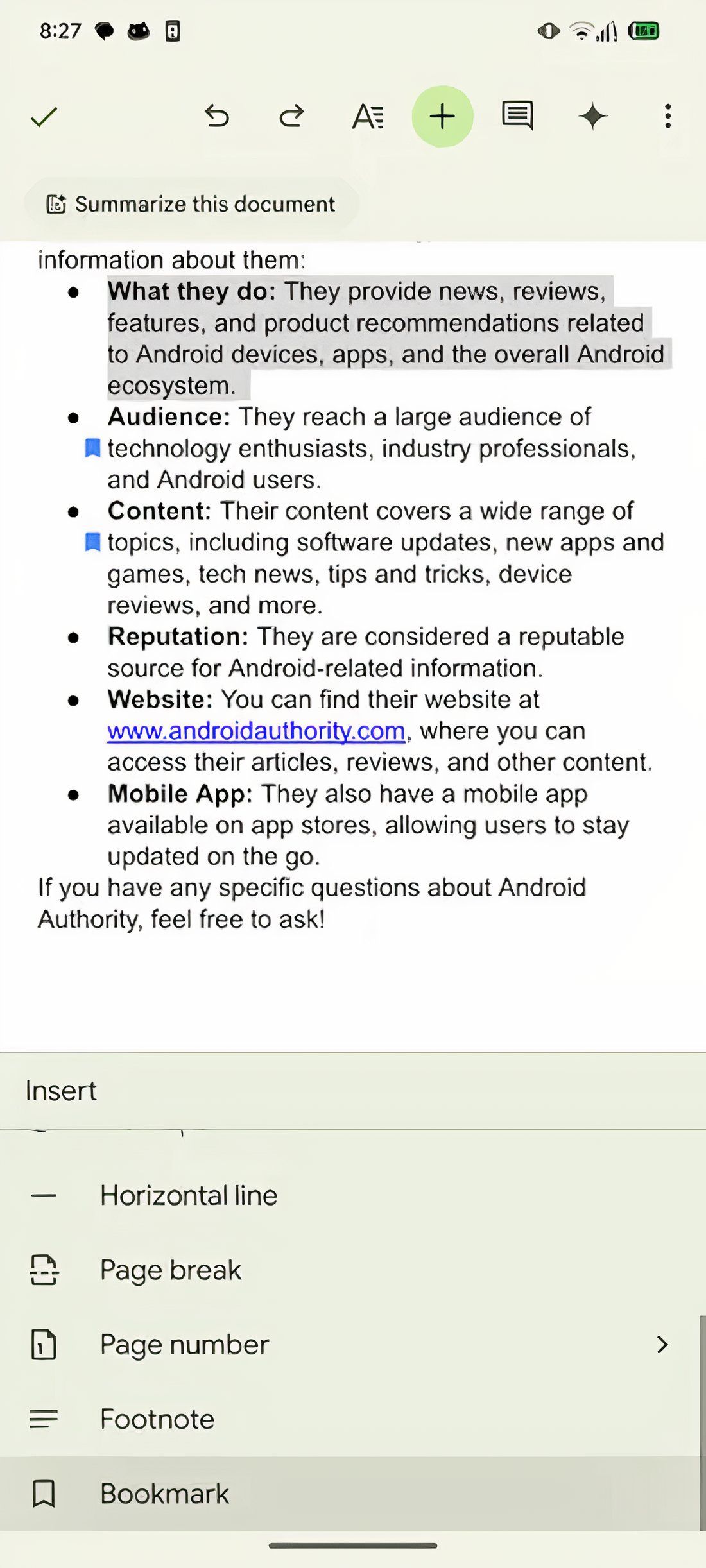 Google Docs for Android is starting to catch up to the web version