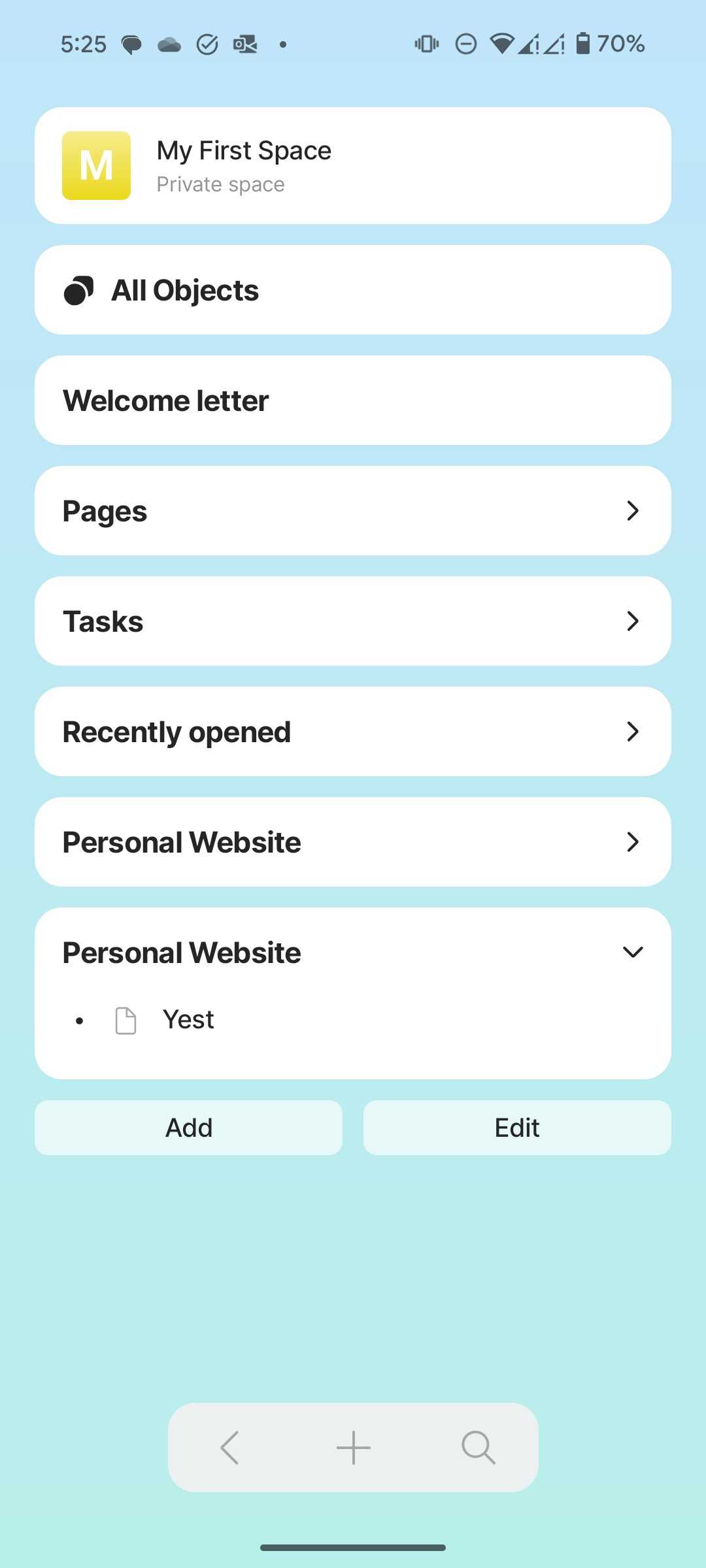 Check Anytype Android home