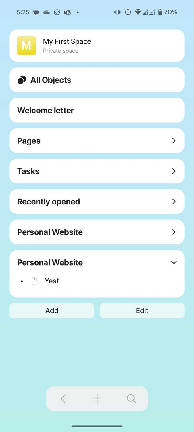 Check Anytype Android home