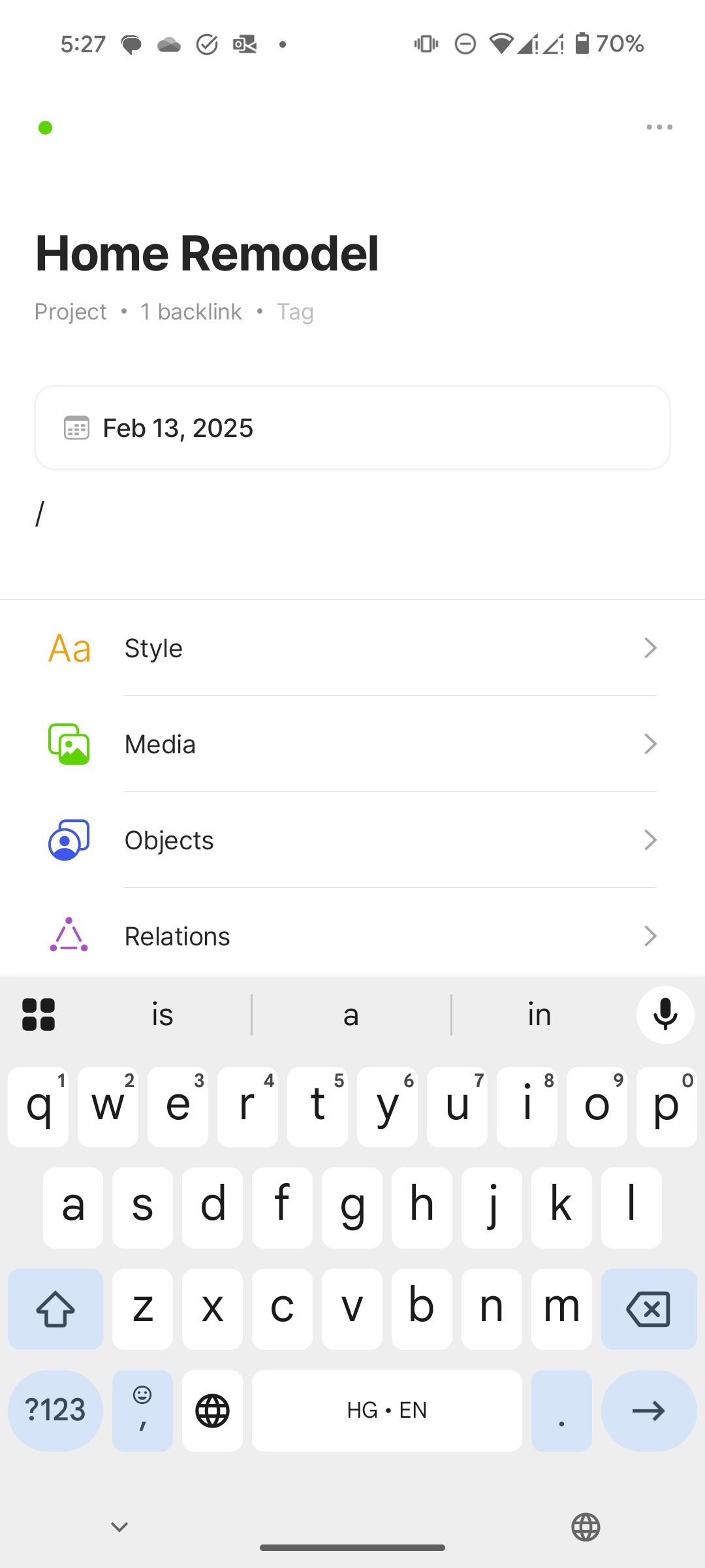 Block editor in Anytype