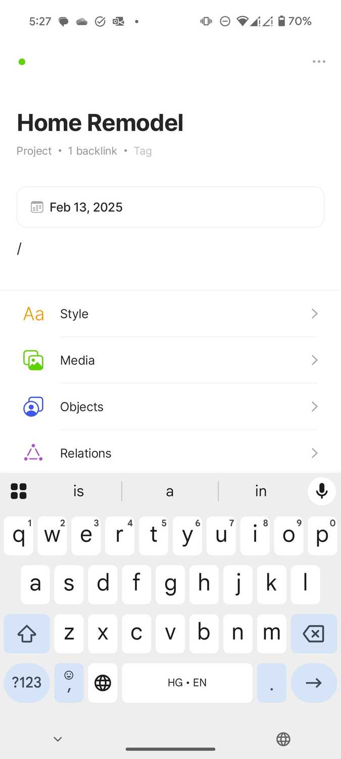 Block editor in Anytype