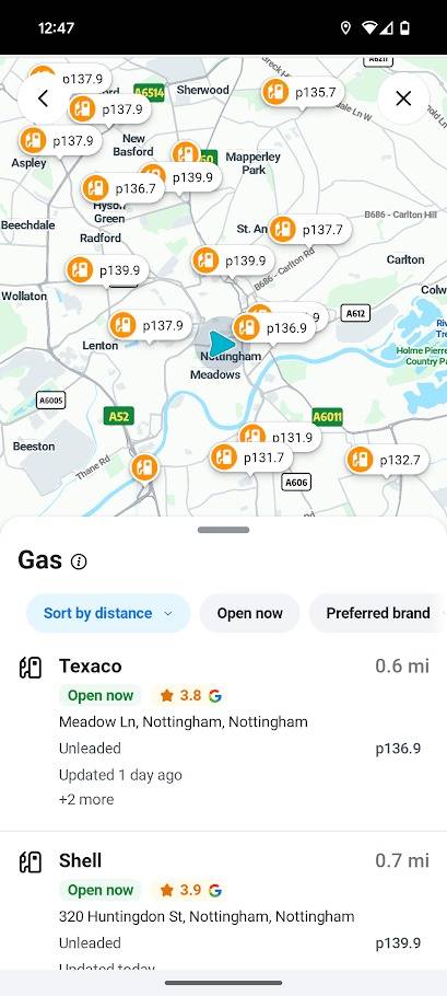 screenshot of waze app on android