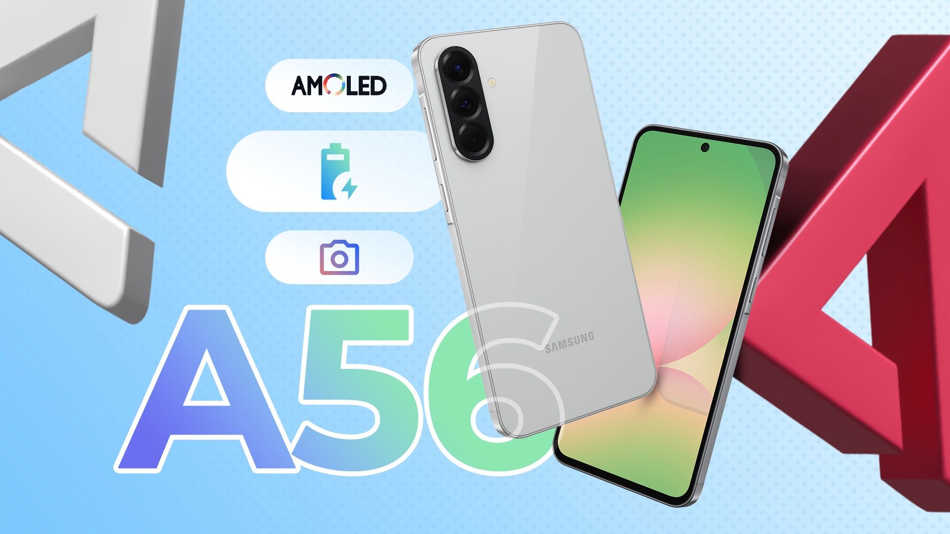 Samsung Galaxy A56 con alcune icone accanto