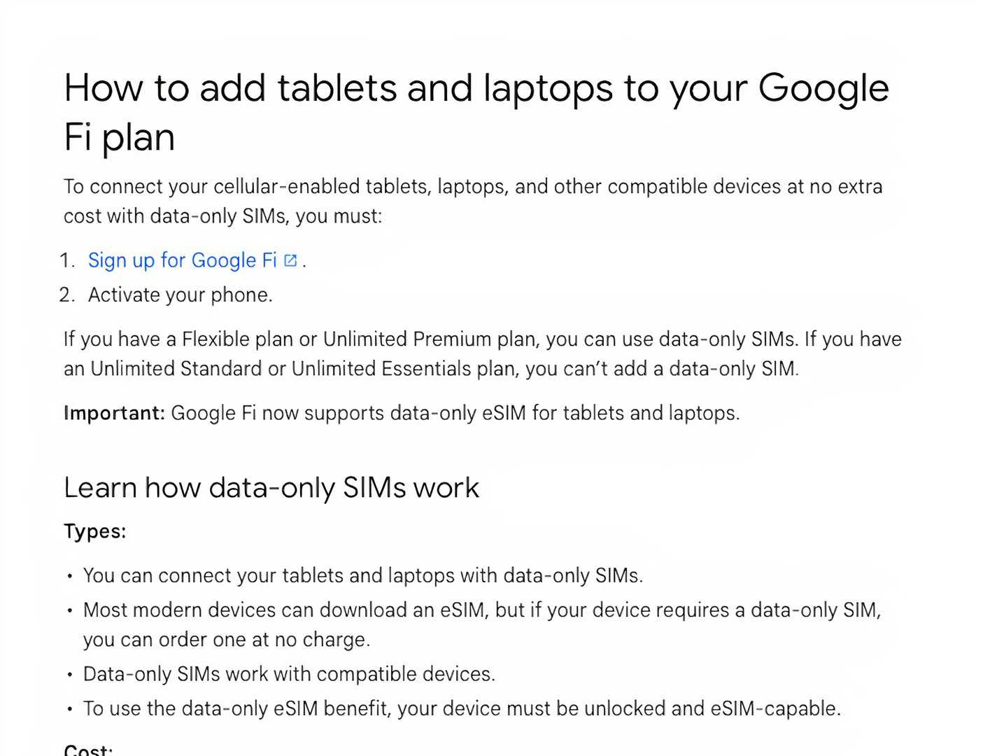 Fi Google Fi quietly enables eSIM support for laptops