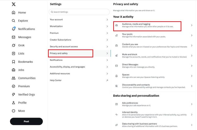X: How to change your privacy settings