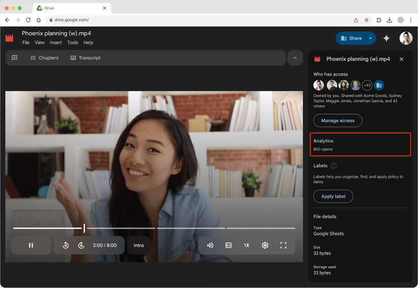 Google Drive's video player is adding YouTube-style analytics