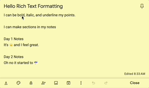 Keep is getting easier to use on the web with new text formatting tools