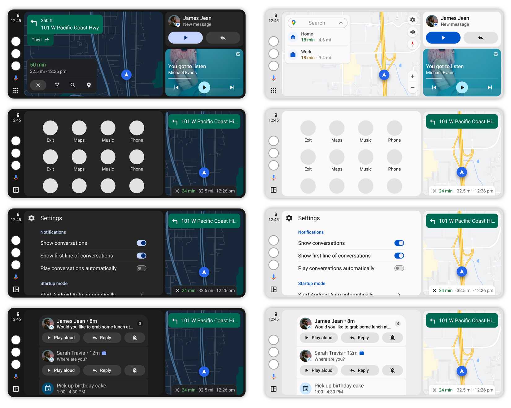 Android Auto's upcoming light mode shown off in Google design demo