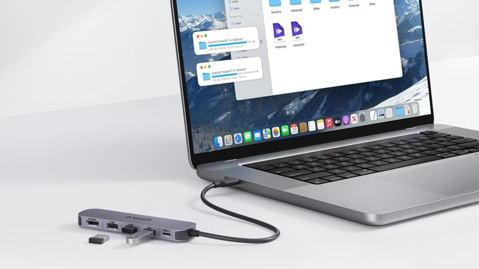  Anker USB-C Hub plugged into laptop