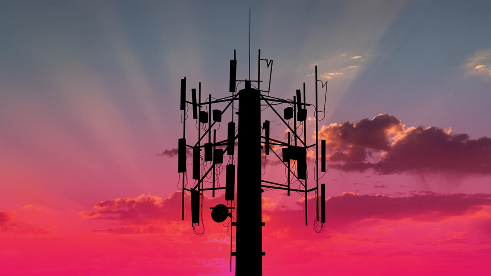 Antena T-Mobile com fundo magenta
