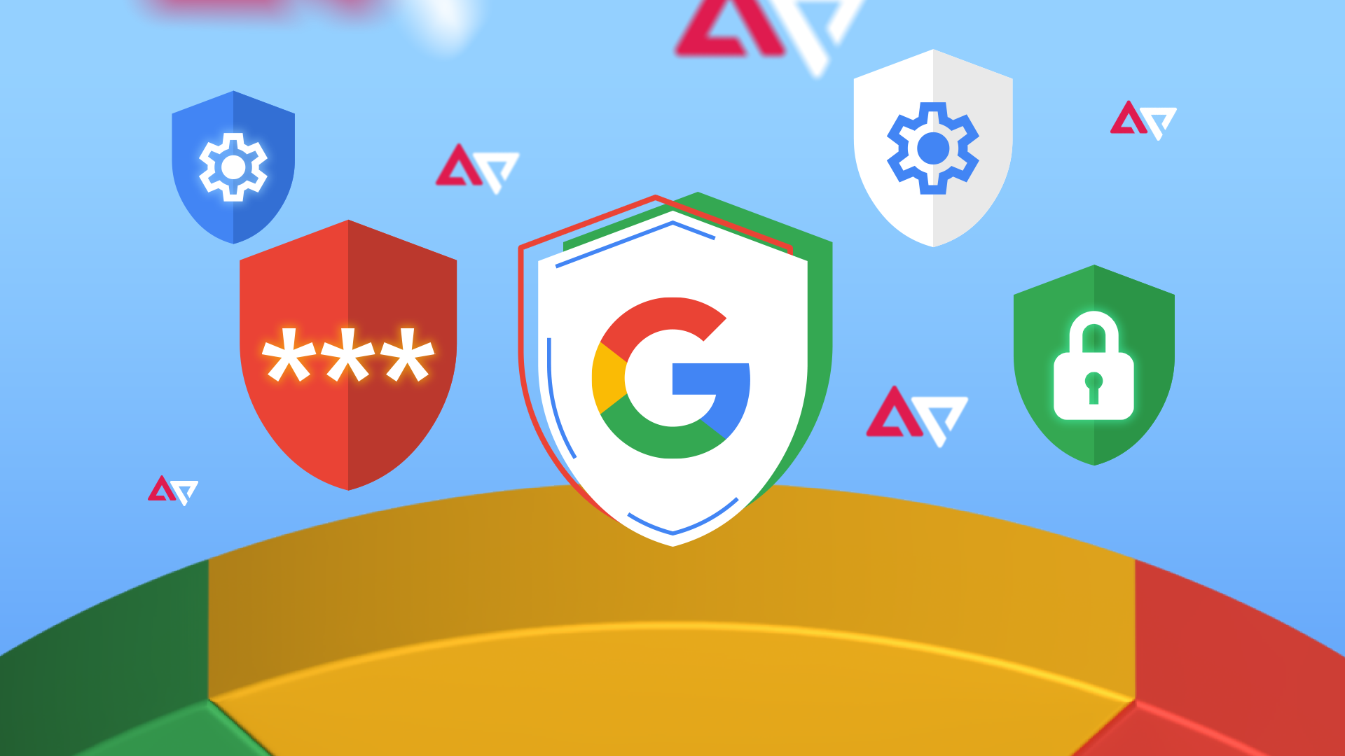 The Google Chrome icon surronded by other security icons