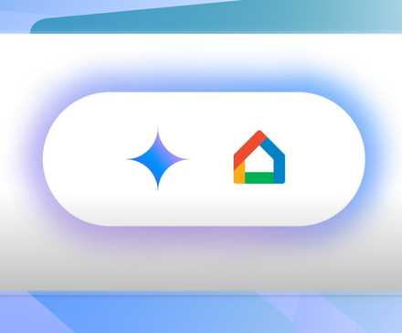Uma imagem dos respectivos logotipos do Gemini e do Google Home.