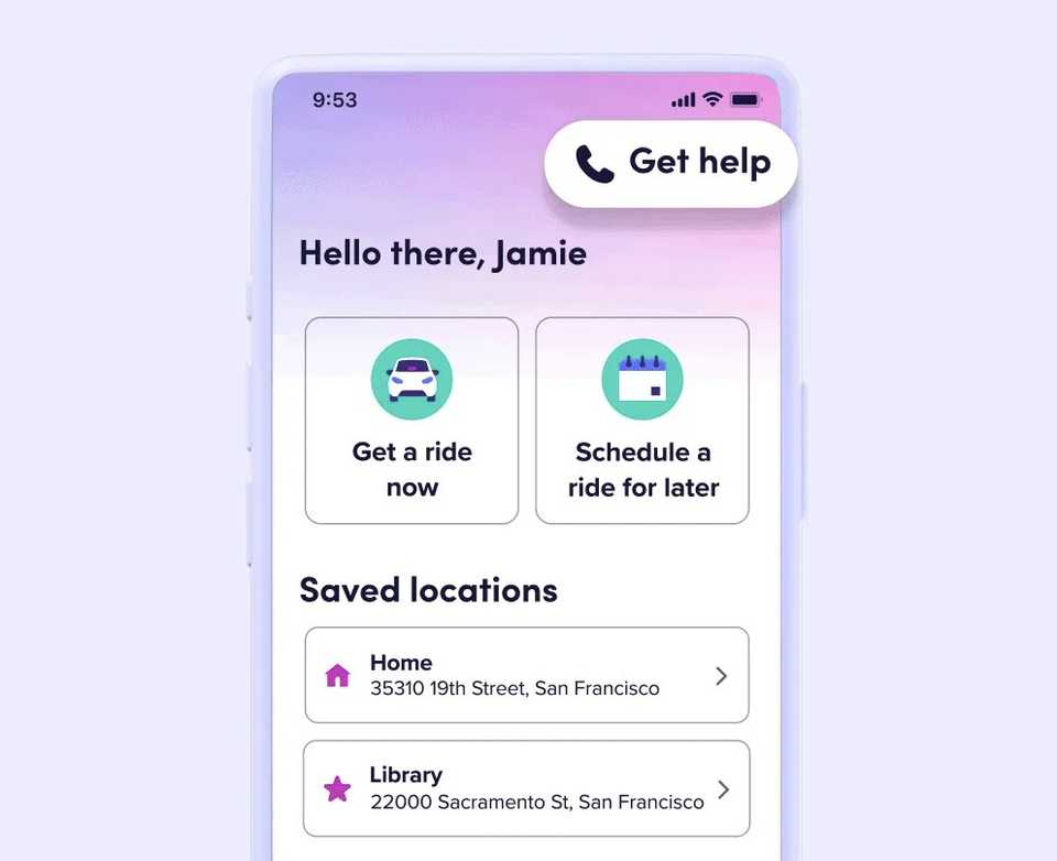 Lyft App Layout Lyft now has an easier-to-navigate UI designed to empower seniors