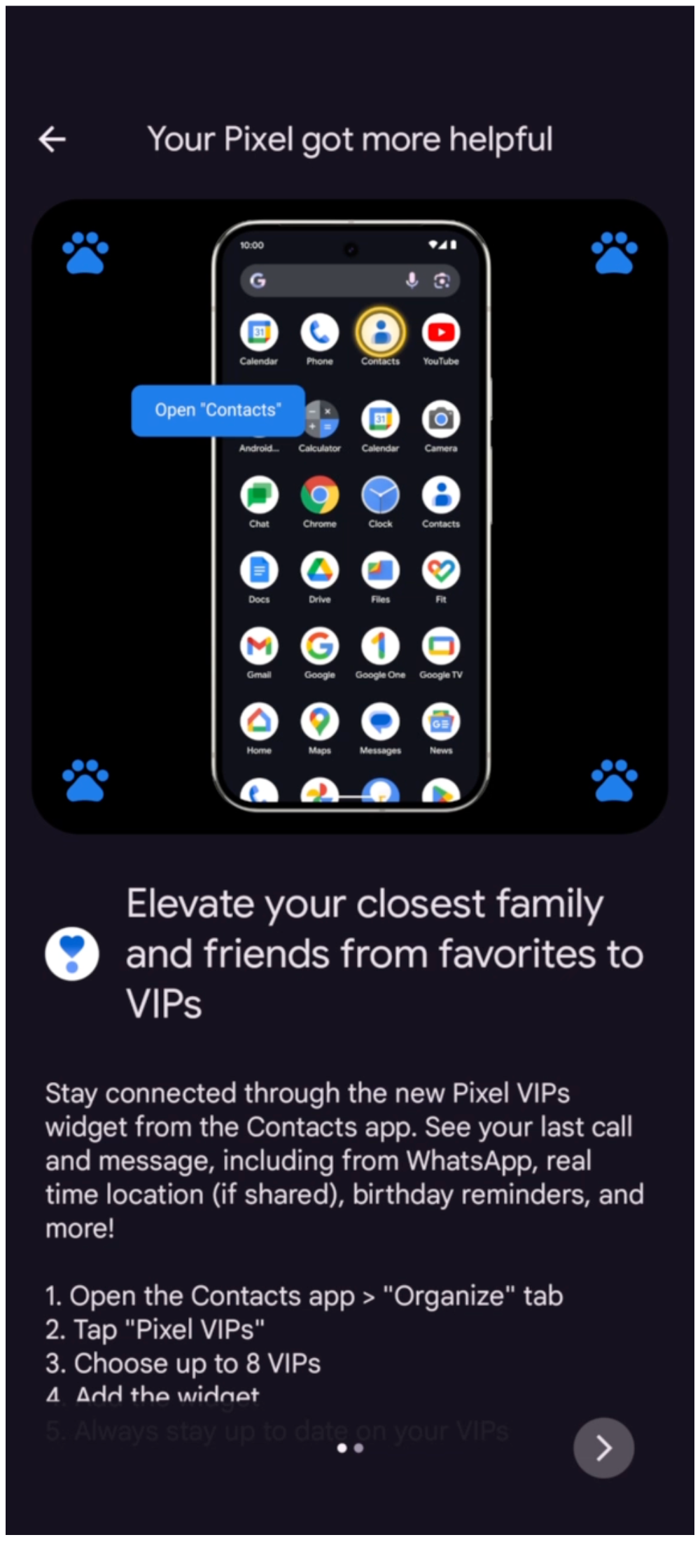 New Pixel VIPs widget shown off in leaked Google dogfood app