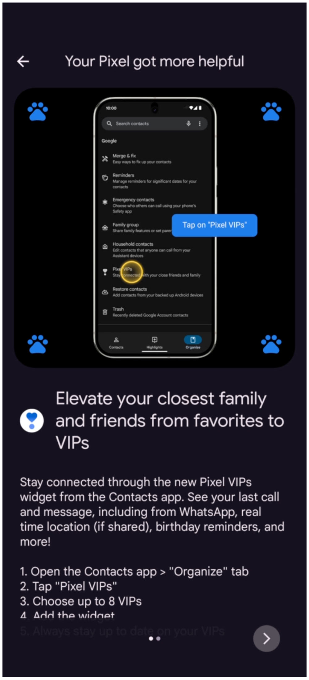 New Pixel VIPs widget shown off in leaked Google dogfood app