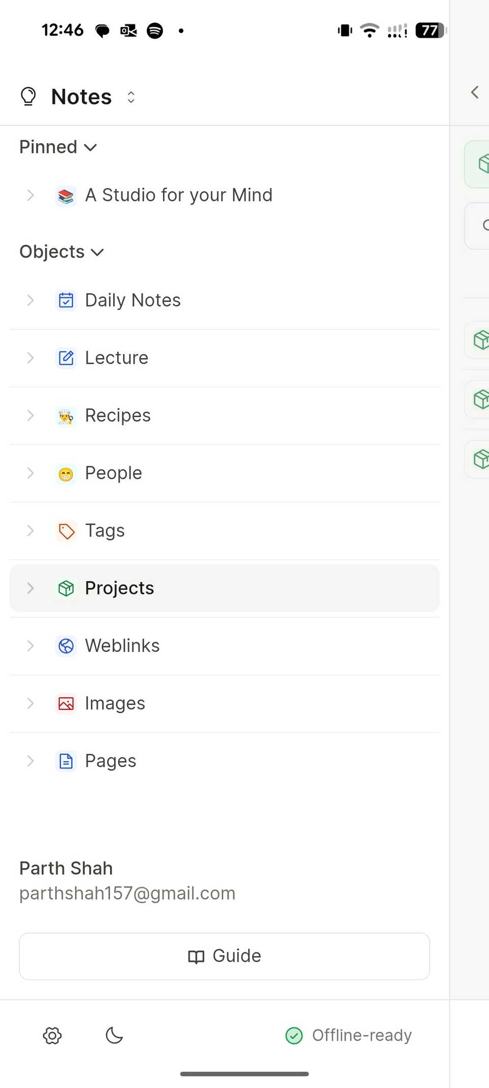 Main page in Capacities