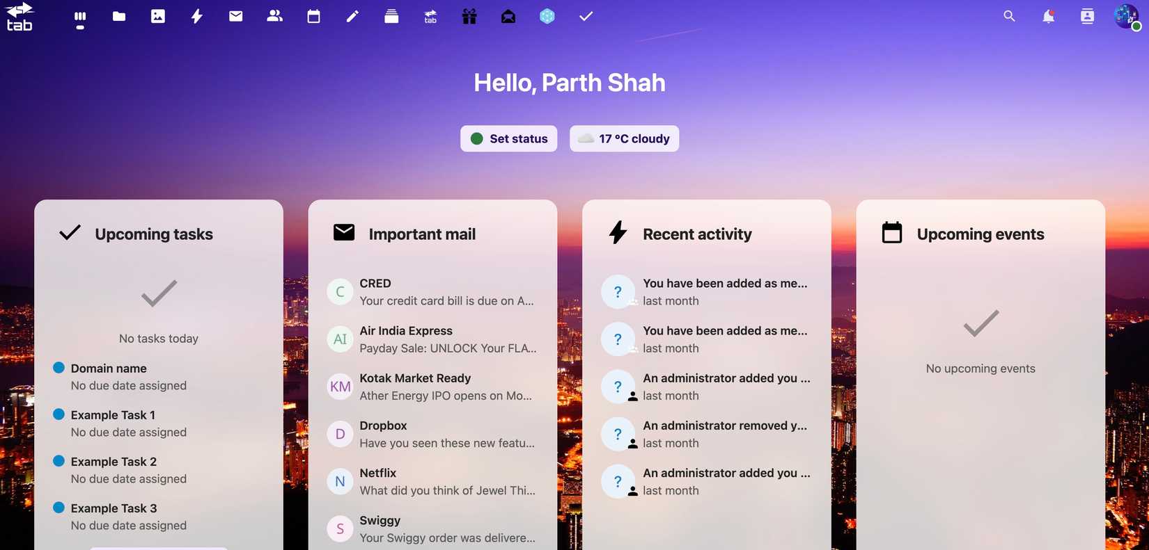 Nextcloud main home page