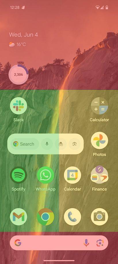 apps and widgets on android highlighted in various colors