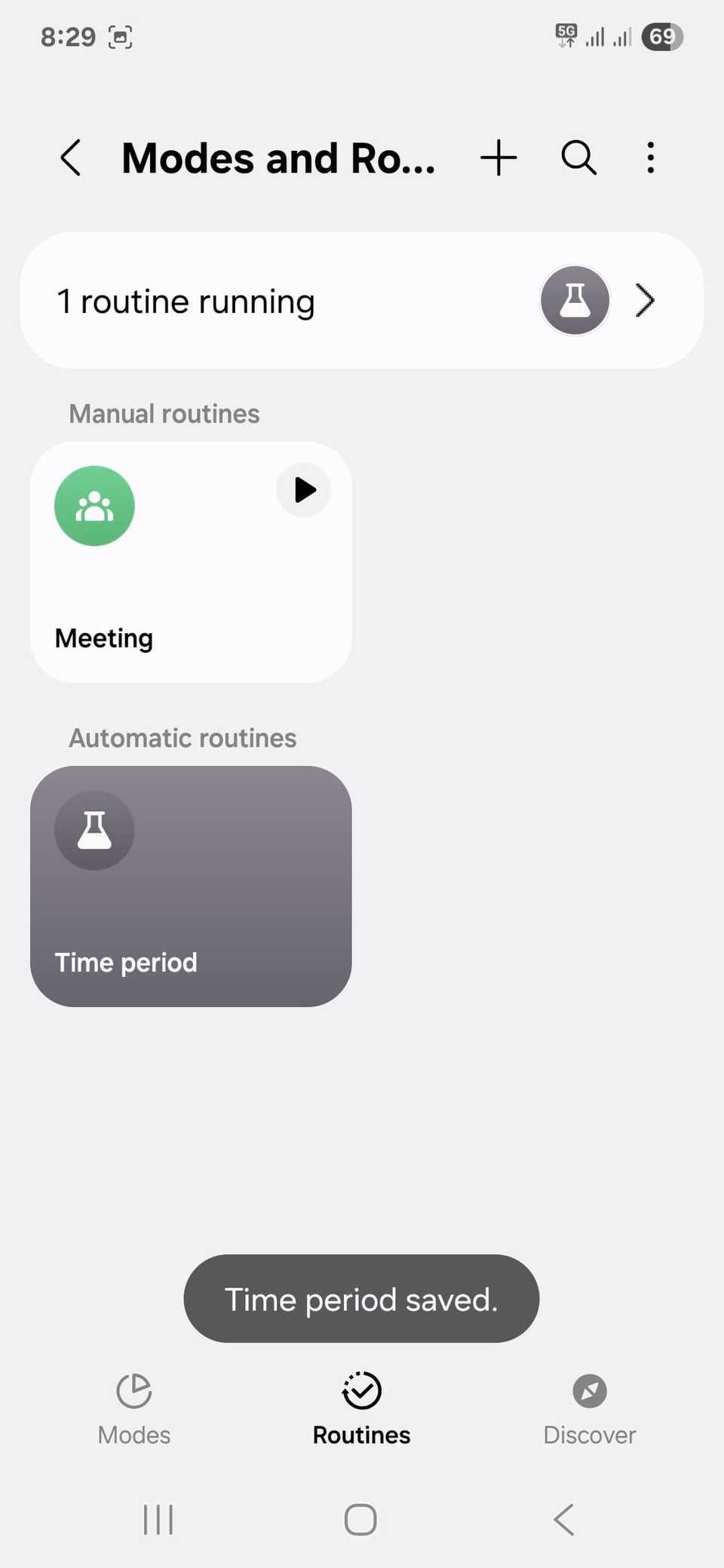 Routines page