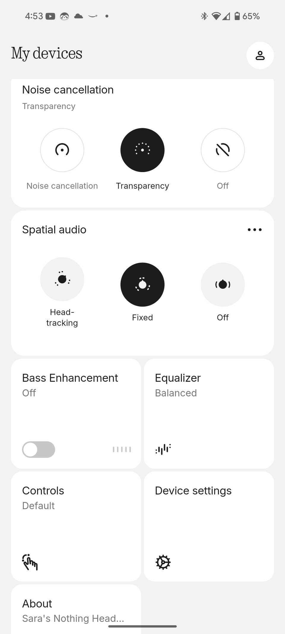 Nothing headphone (1) Home screen application