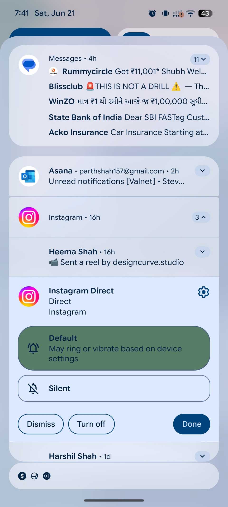 Android 16 notification panel