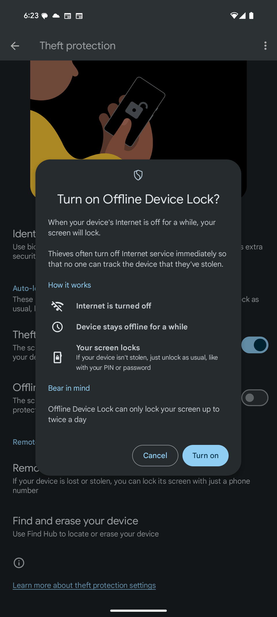 Offline device lock feature on Android