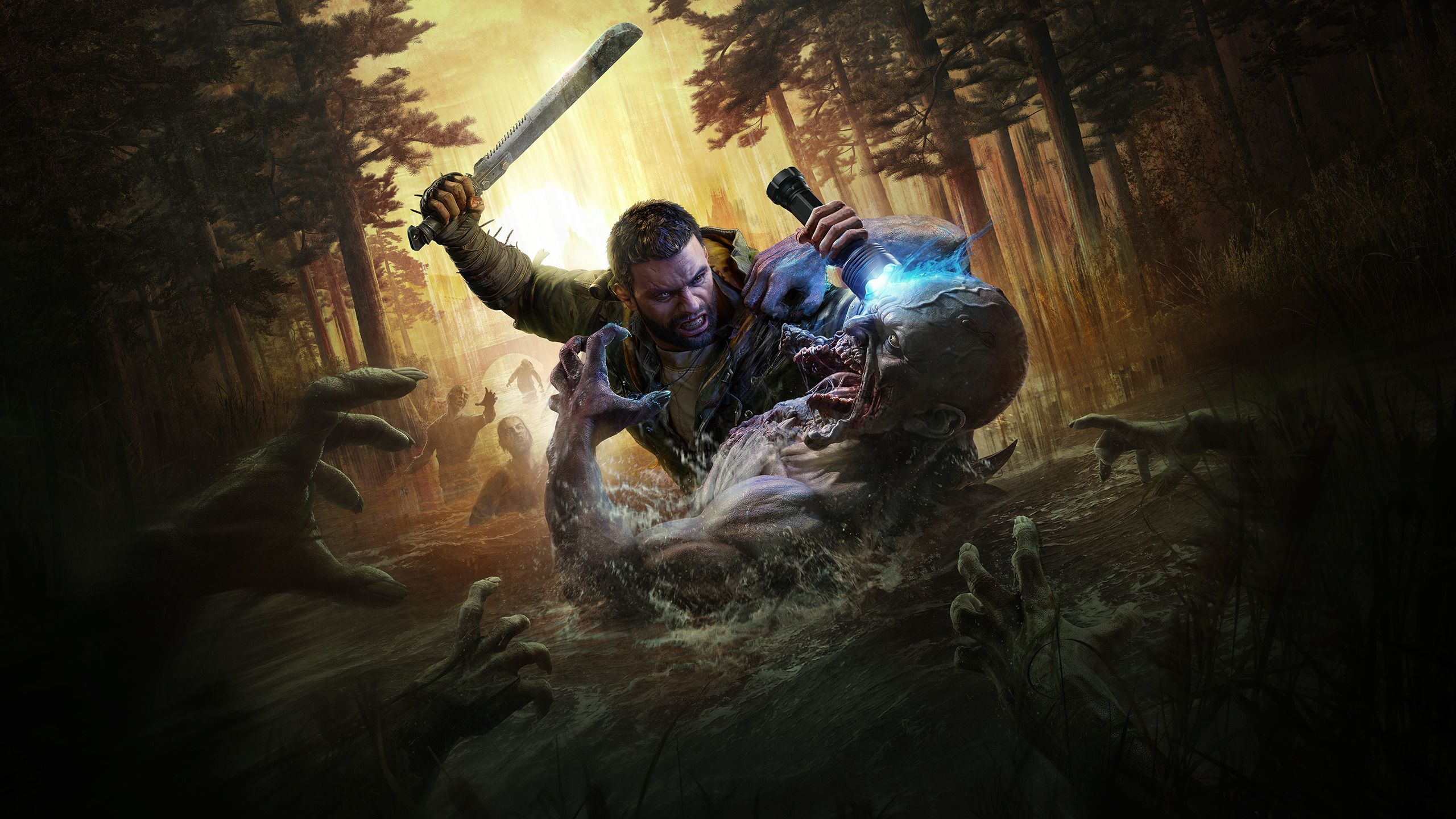 Key art for Dying Light: The Beast showing Kyle Crane attack a zombie