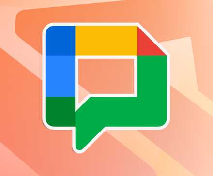 Google Chat's logo on an orange Android Police background.