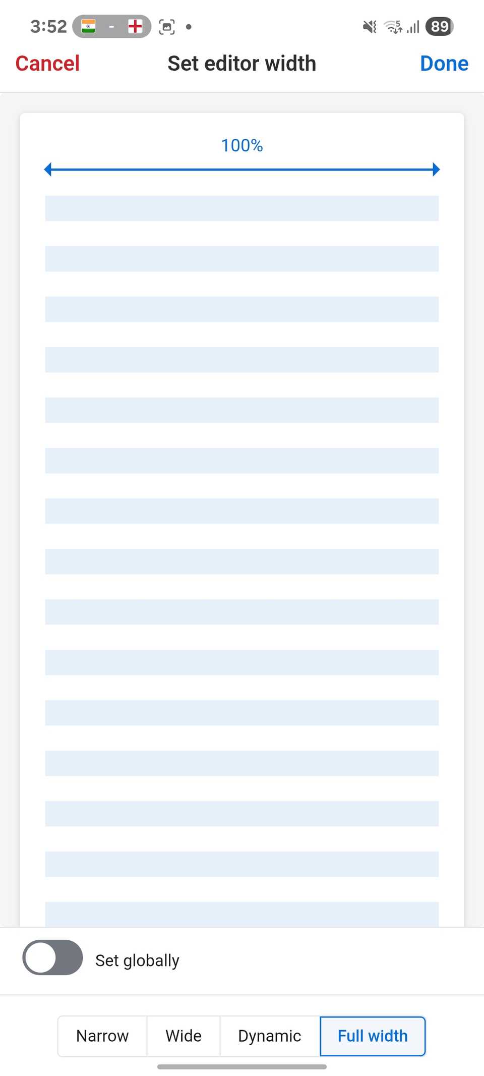 Larghezza standard delle banconote