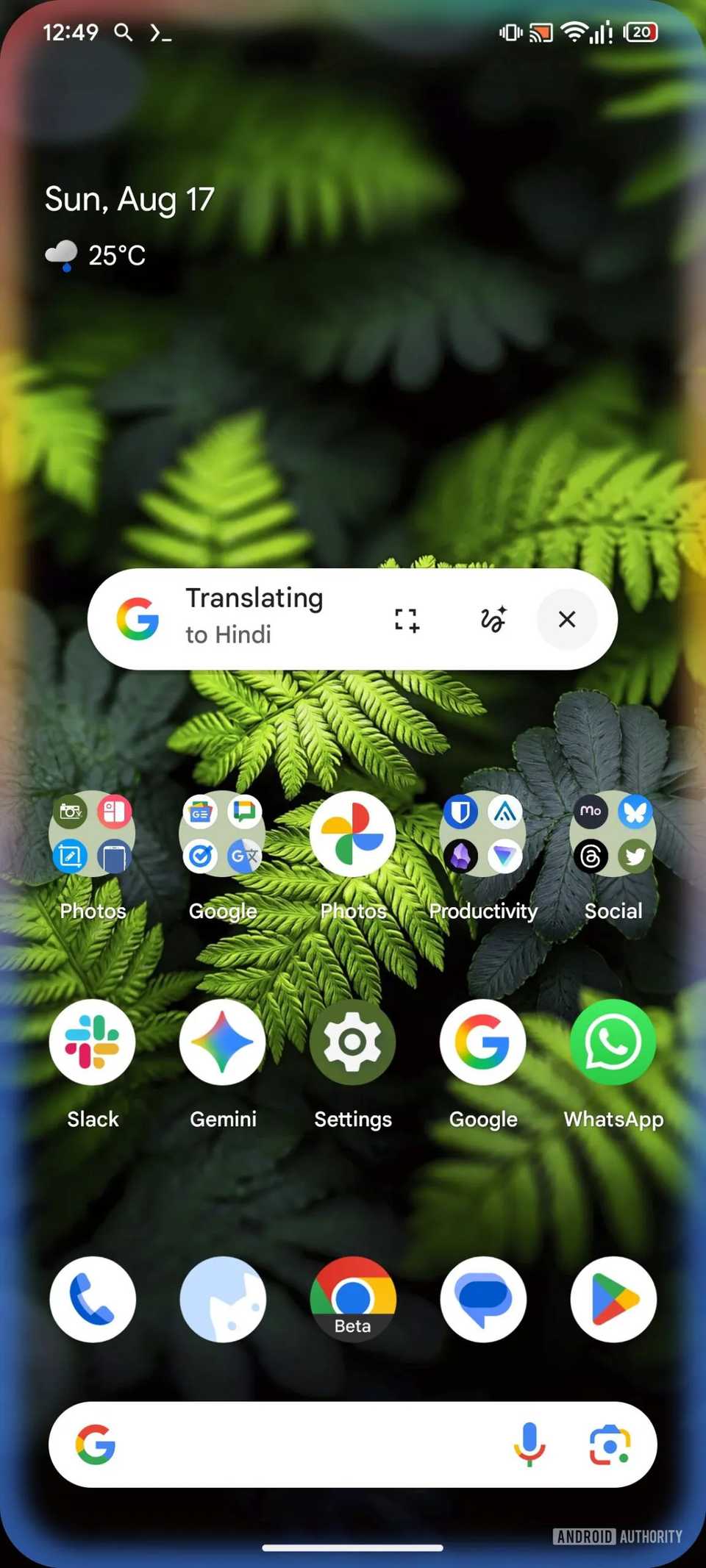 Pop-up di Traduzione dal vivo.