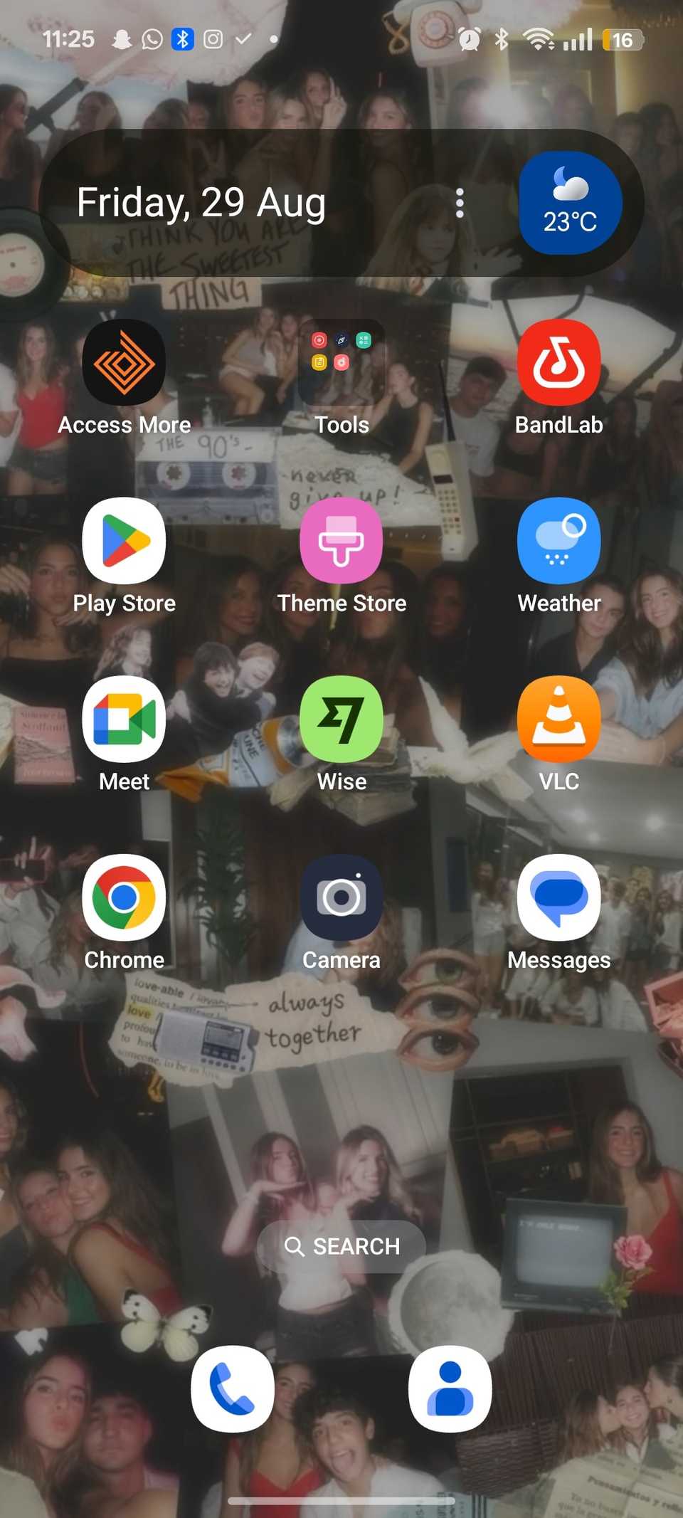 Collage of different happy and smiling people used as Android Home Screen wallpaper