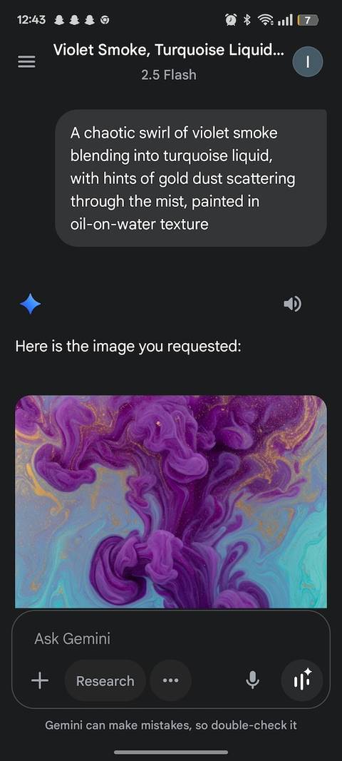 Gemini chat showing user prompting the AI to generate a specific wallpaper design