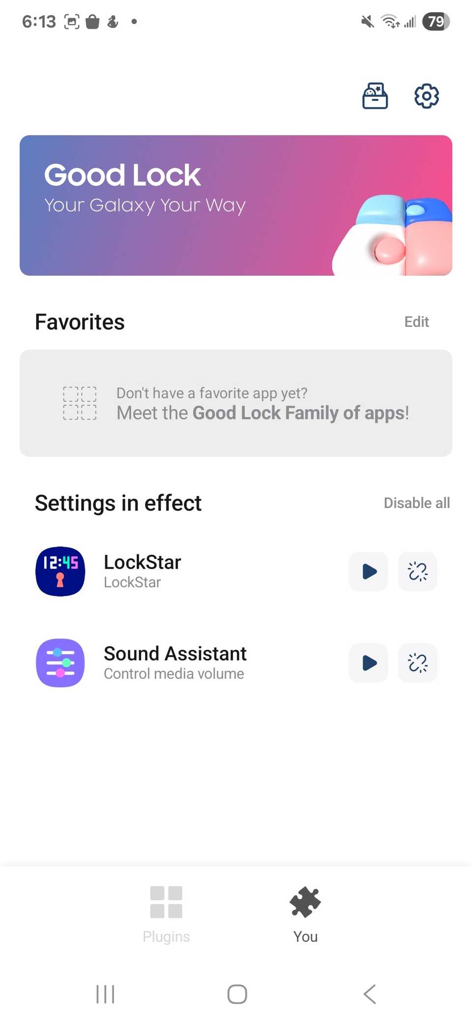 Viewable modules that are integrated on your Galaxy device shown in the Good Lock app