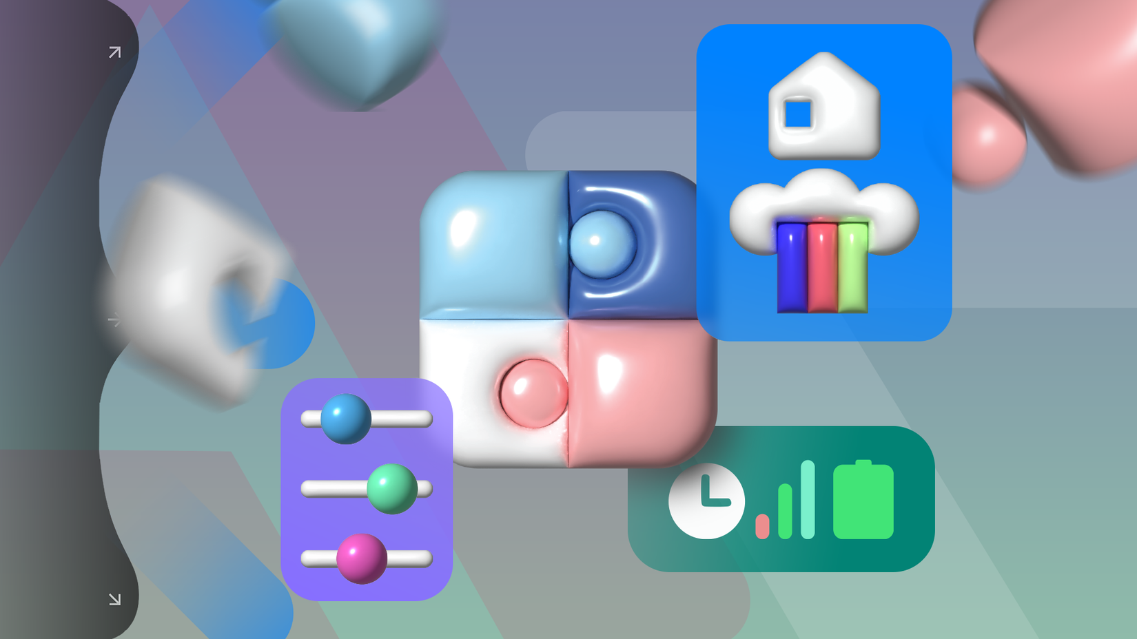 Good Lock logo surrounded by icons representing Good Lock modules, on a gradient background.