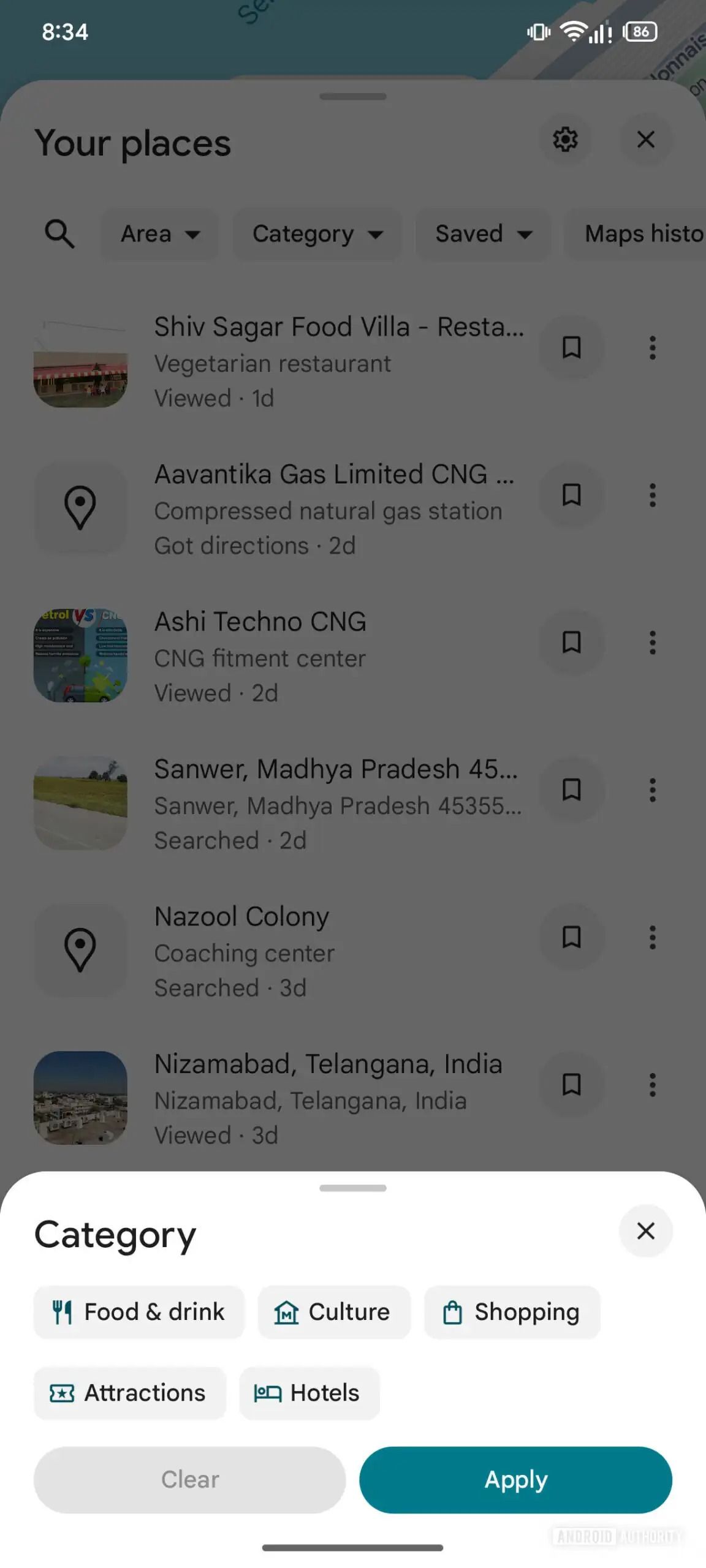 Google Maps just added a 'Your recent places' section under the You tab