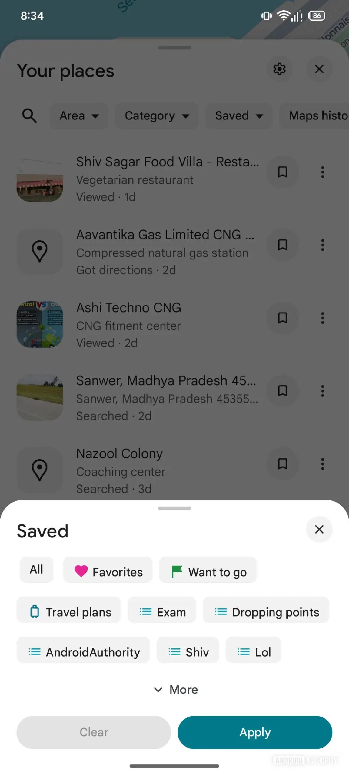 Google Maps just added a 'Your recent places' section under the You tab