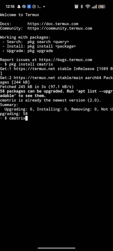 用户执行码在Android上安装CMATRIX程序