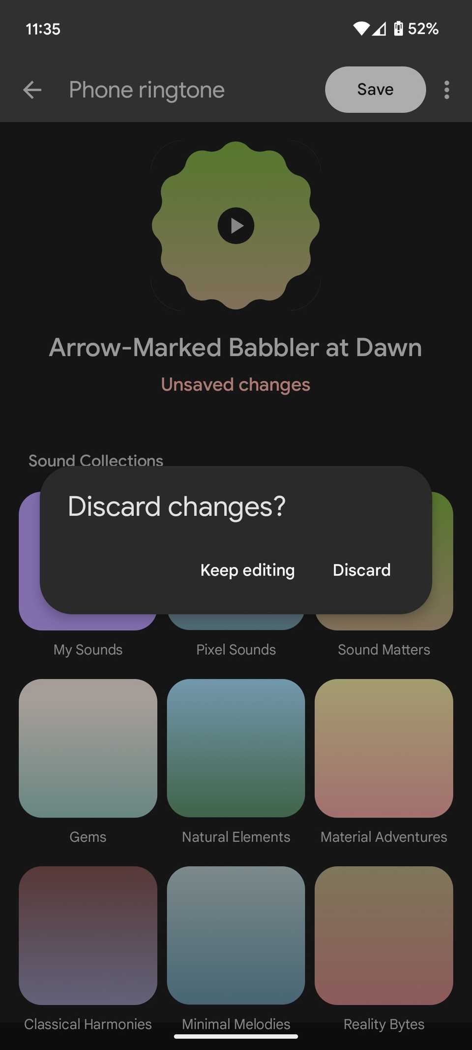 Pixel Sounds应用程序菜单的屏幕截图
