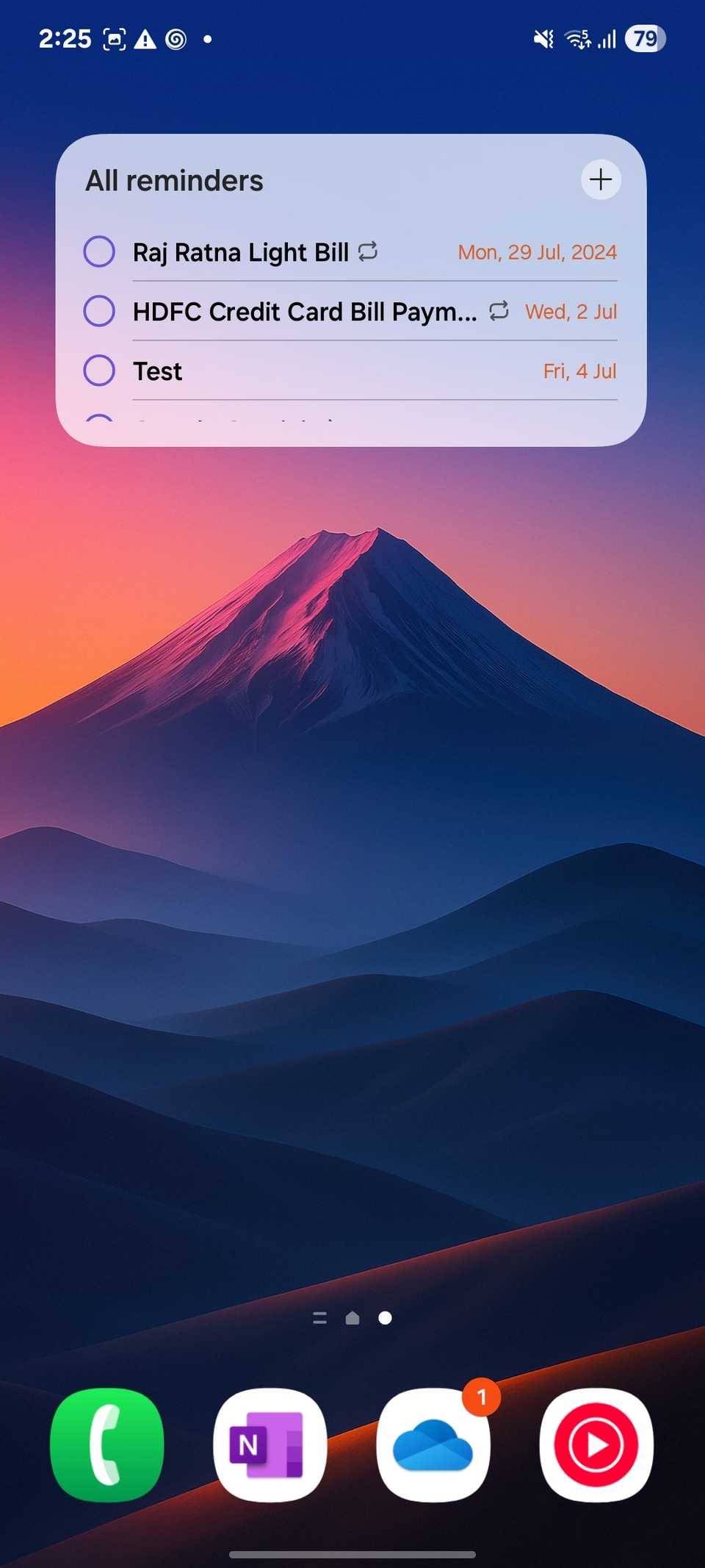 Samsung Reminders widget