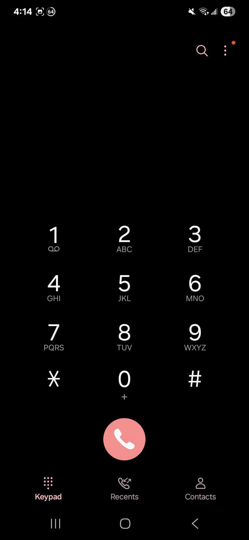 L'app del telefono Samsung con il tastierino mostrato per effettuare una chiamata