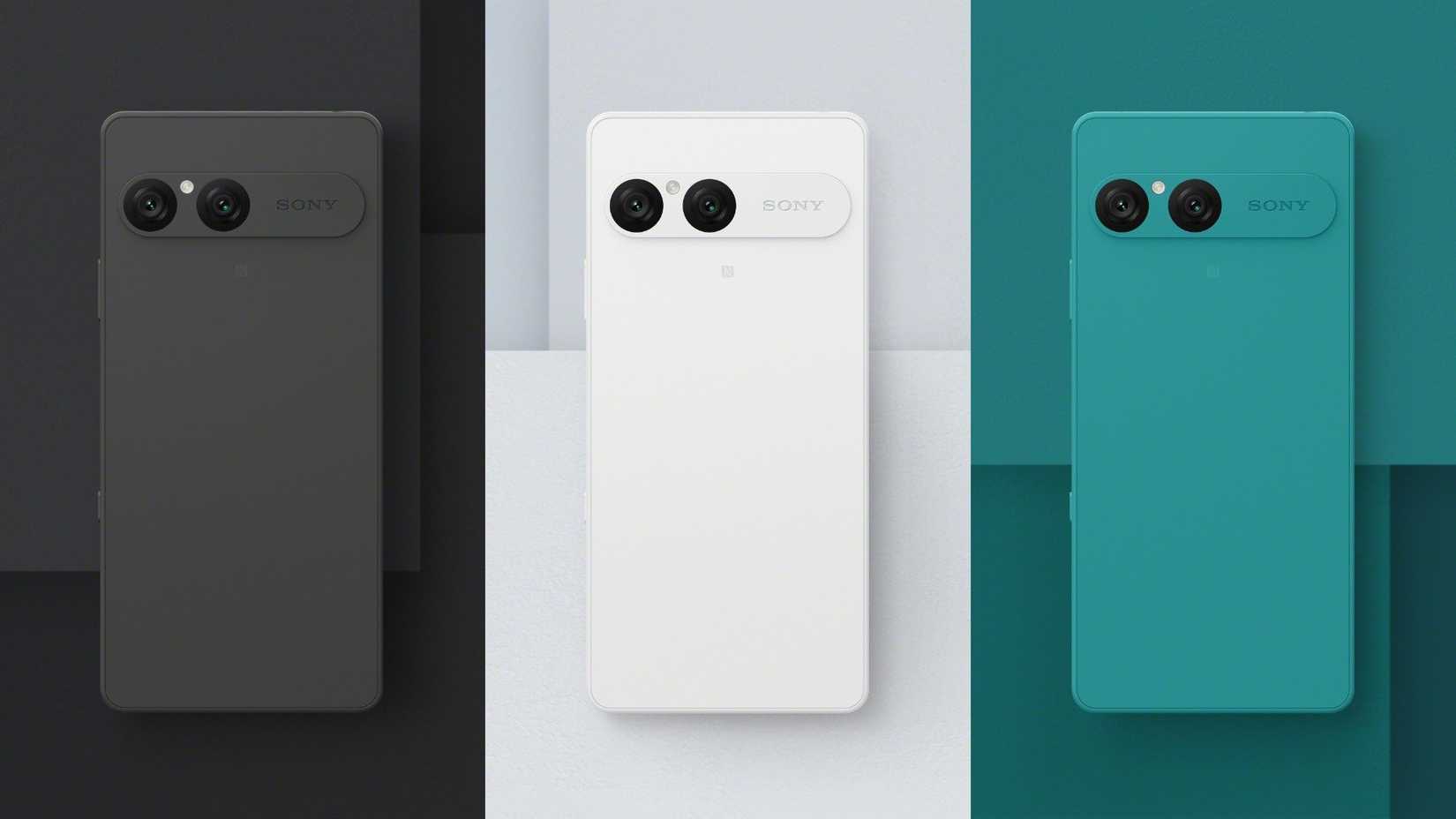 Renders of the black, white, and turquoise Xperia 10 VII models.