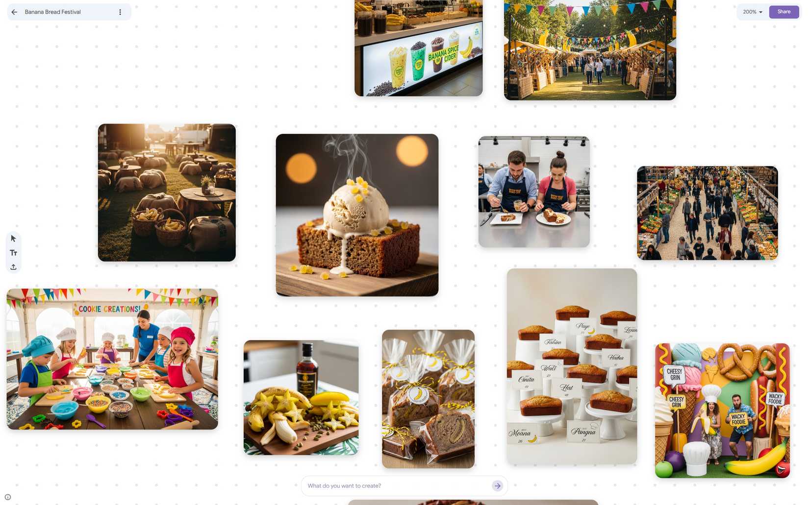 A bunch of AI-generated images of a banana bread festival.