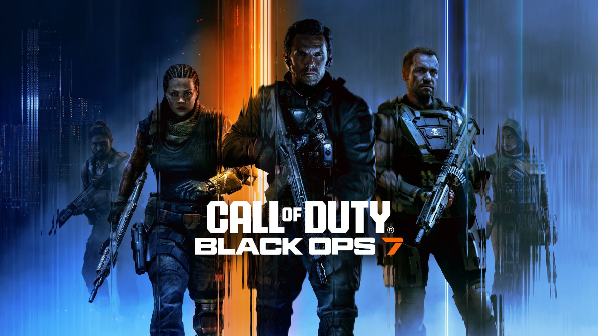 Key art for Call of Duty: Black Ops 7 featuring several of its characters