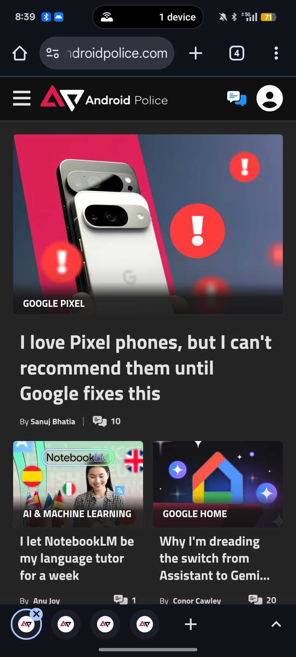 Open tab groups at the bottom of Google Chrome app