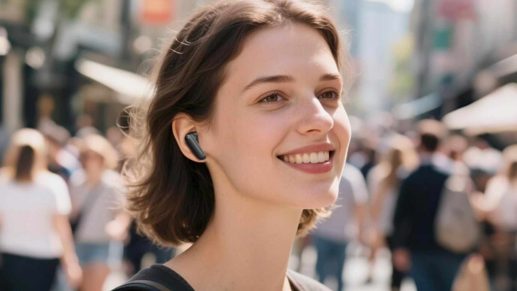 Person wearing CMF Buds 2a Wireless Earbuds